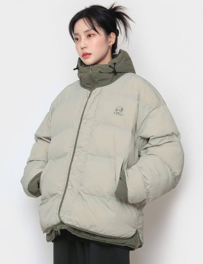 [UNISEX] 후드 레이어드 패딩 점퍼