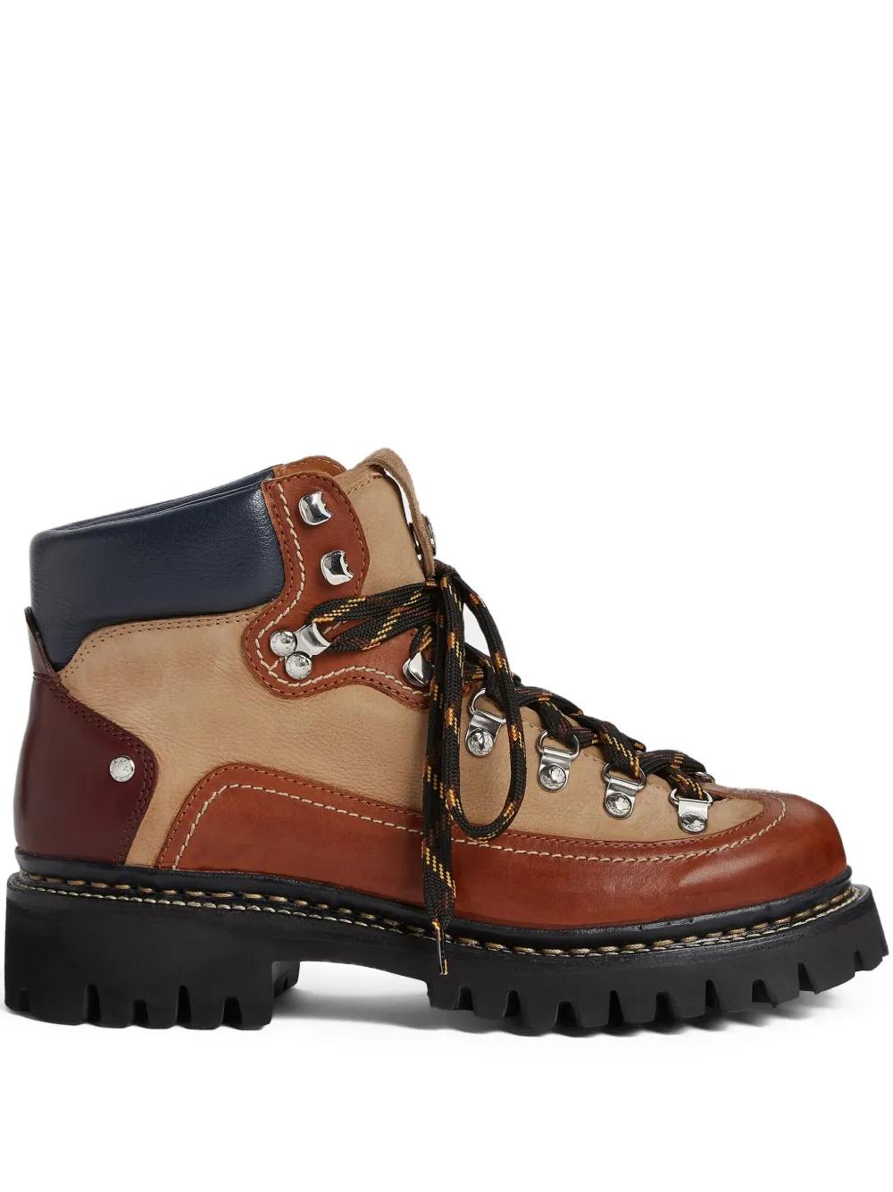 DSQUARED2 하이킹 인스파이어드 가죽 앵클 부츠 | 브라운 | FARFETCH KR