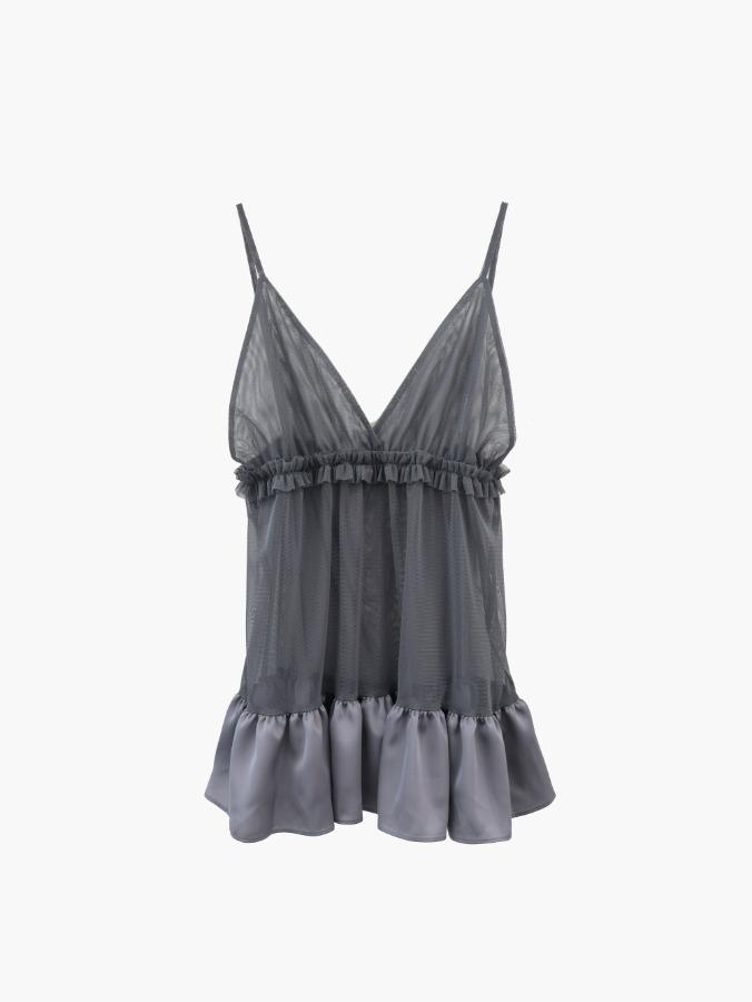 프롬뮤즈 sheer frill bustier