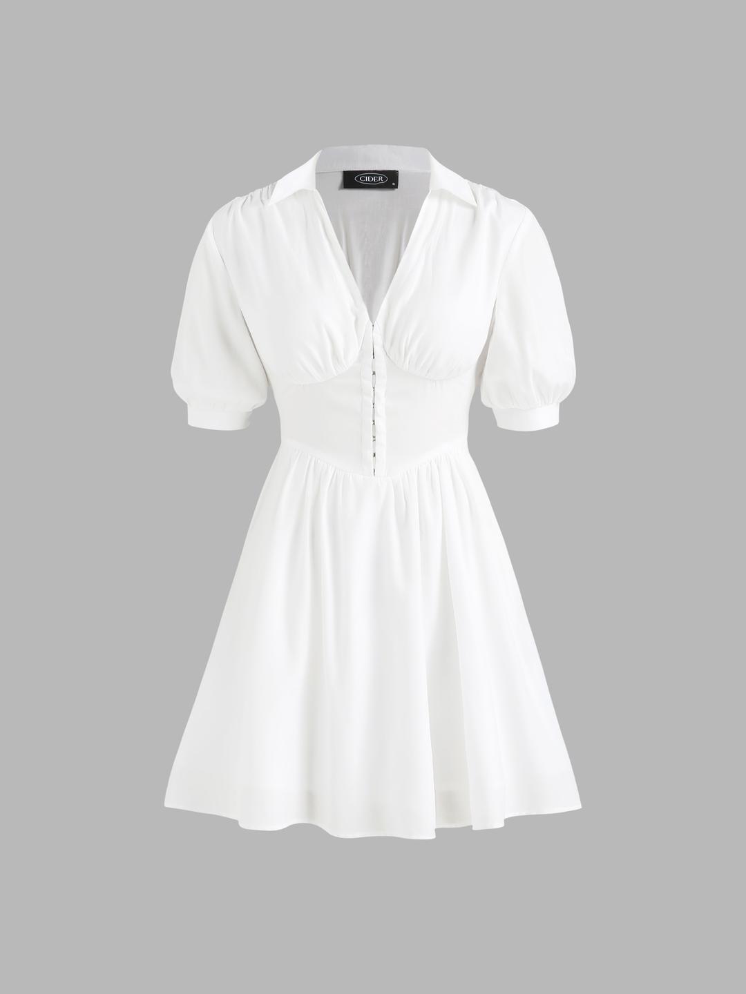 Solid Short Sleeve Mini Dress