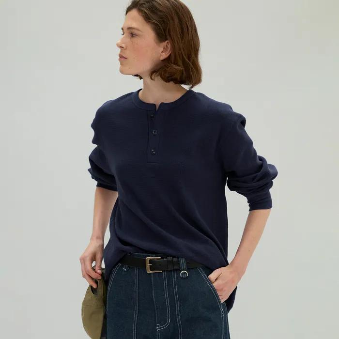 Harry waffle henley sweatshirt_navy
