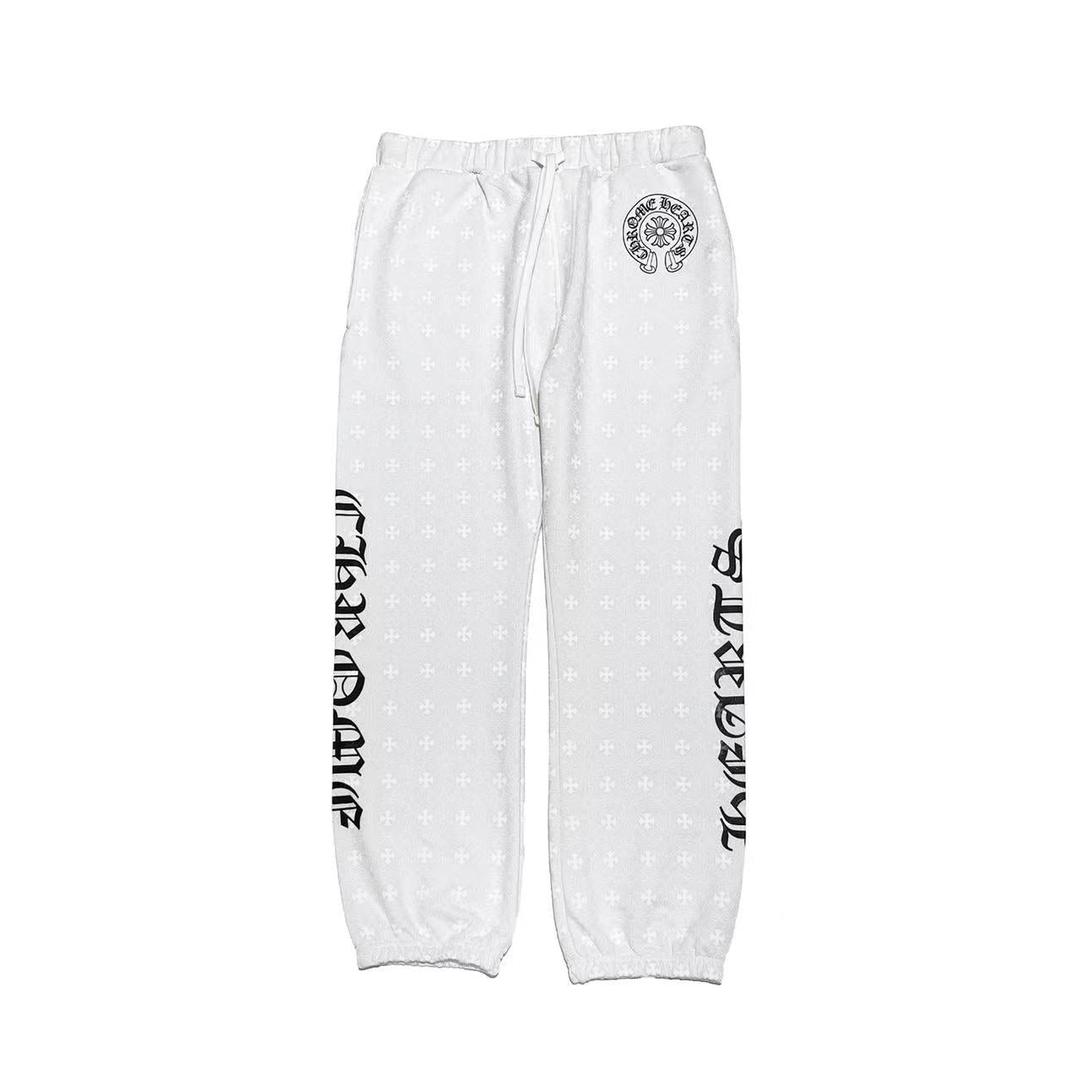 Chrome Hearts White Cross Pattern Horseshoe Scropt Logo Sweatpants - XL