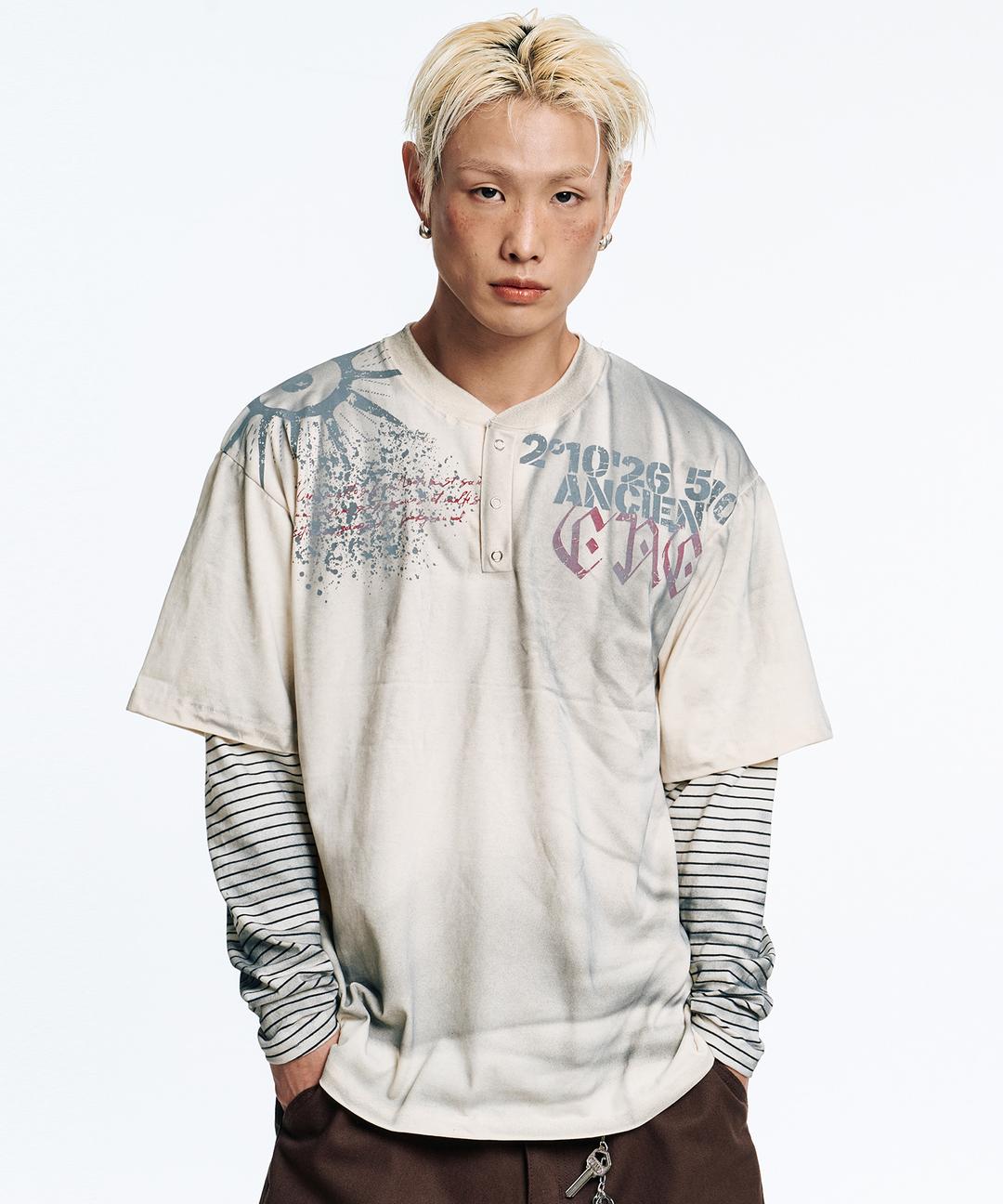 오일 워시드 레이어드 롱슬리브-크림