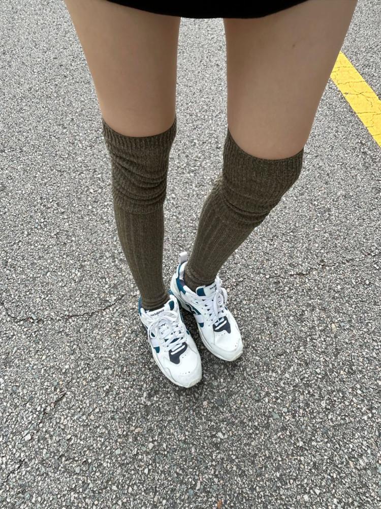 골지 니트 오버니 삭스 4color