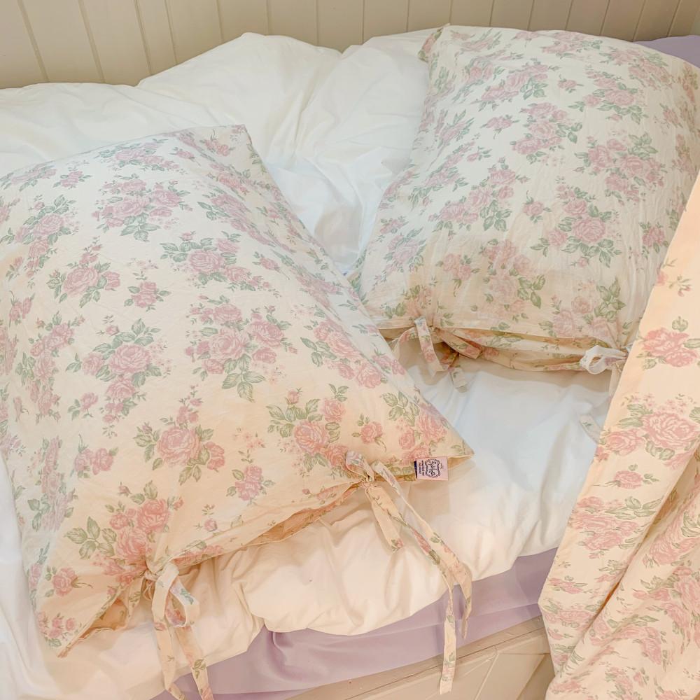 ballerina ribbon pillow cover 발레리나 리본 베개커버 순면 플라워