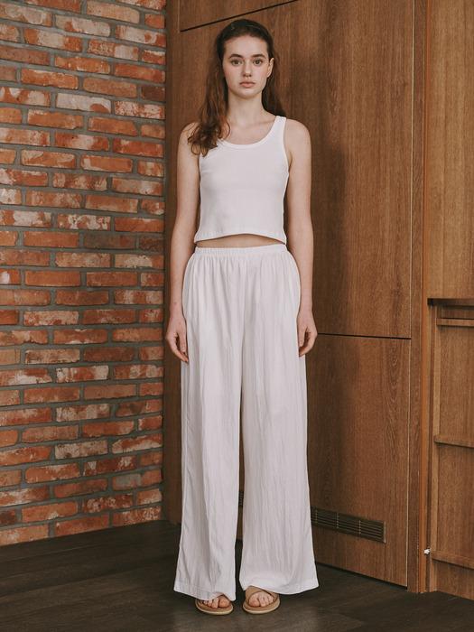 Wide banding pants (White)