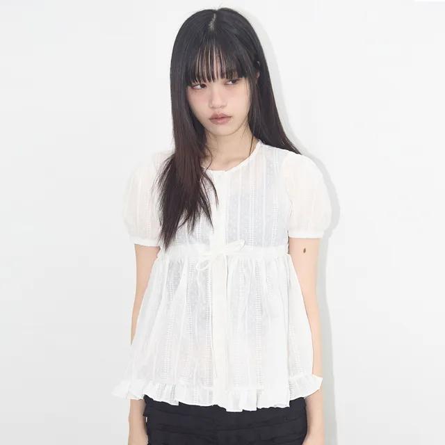 셔링 퍼프 블라우스 (WHITE) F25QB115