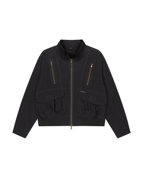 Zippered High Neck Jacket (Black)