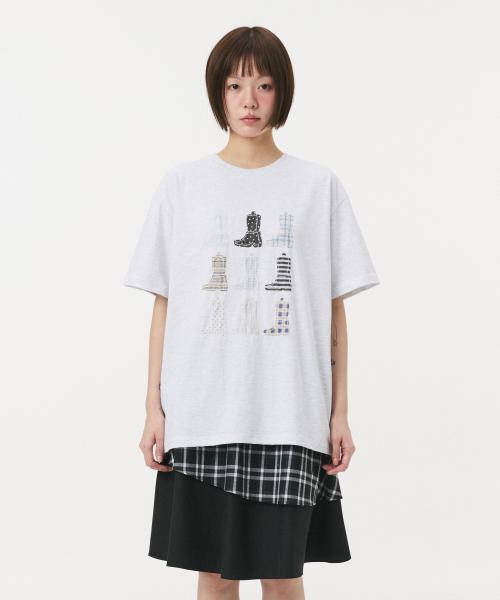 PONY BOOTS OVERFIT T-SHIRT, MELANGE