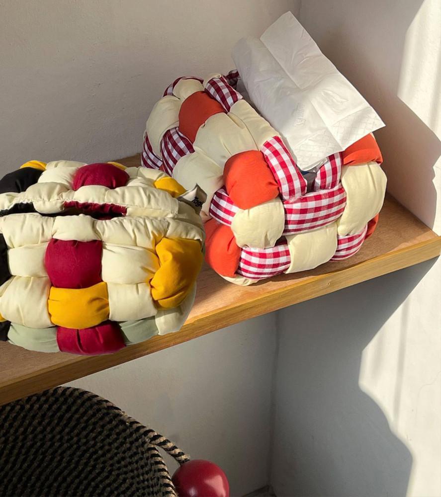 [모모피너츠] 빈티지 손으로 짠 가벼운 티슈 케이스 귀여운 독특한 휴지케이스 홈카페