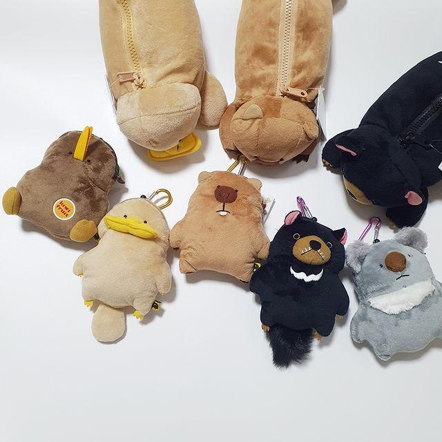 오리너구리와 코알라 펭귄 반달가슴곰 웜뱃 키위새 동물친구들 필통 동전지갑