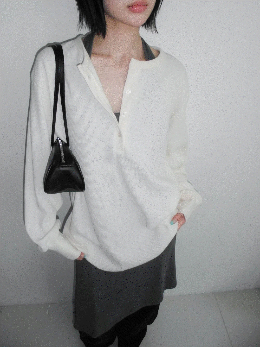 크로플 헨리넥 티셔츠 (3colors)