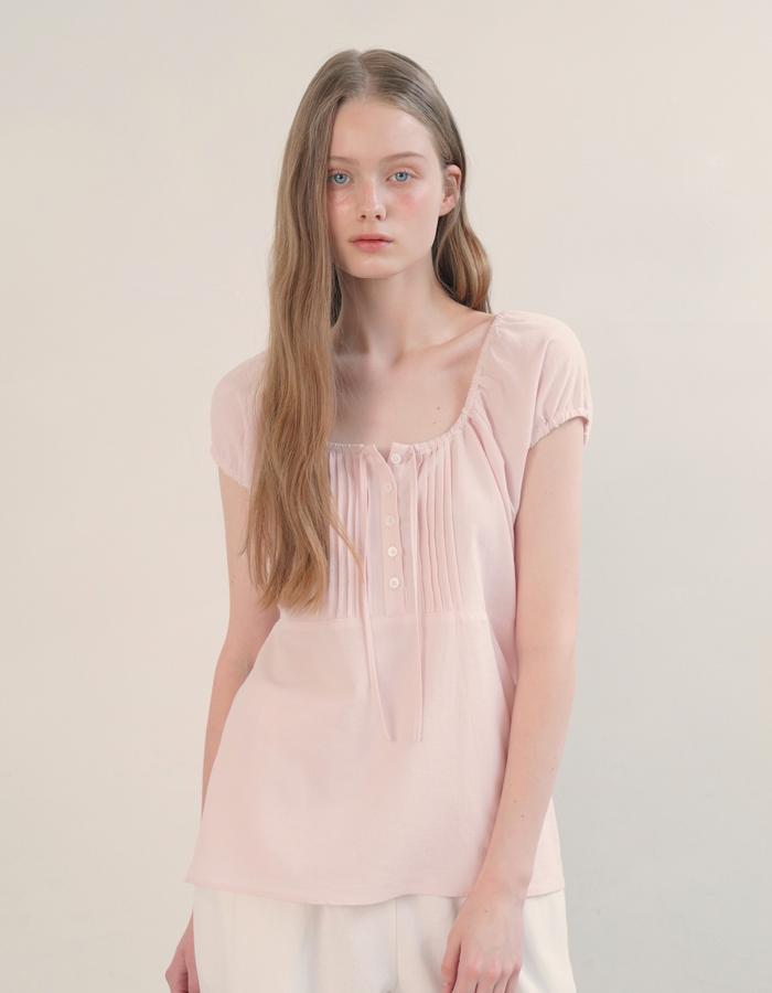 라무어 [5th] Olivia pintuck blouse_powder pink