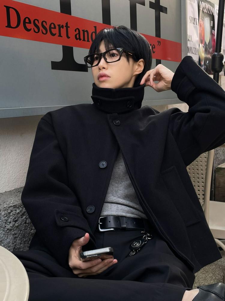 유니섹스 투버튼 오버넥 울 숏코트 안감 3oz (3color)