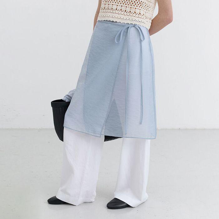 ORGANZA LAYERING LONG SKIRT SKY BLUE_UDSK5B242B1