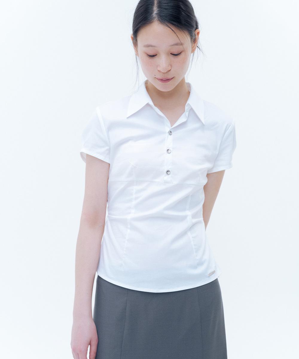 Fitted cap sleeves shirts WHITE