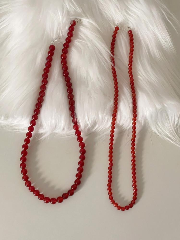 [모브닝/ 925 silver]누브 레드 원석 오닉스 목걸이