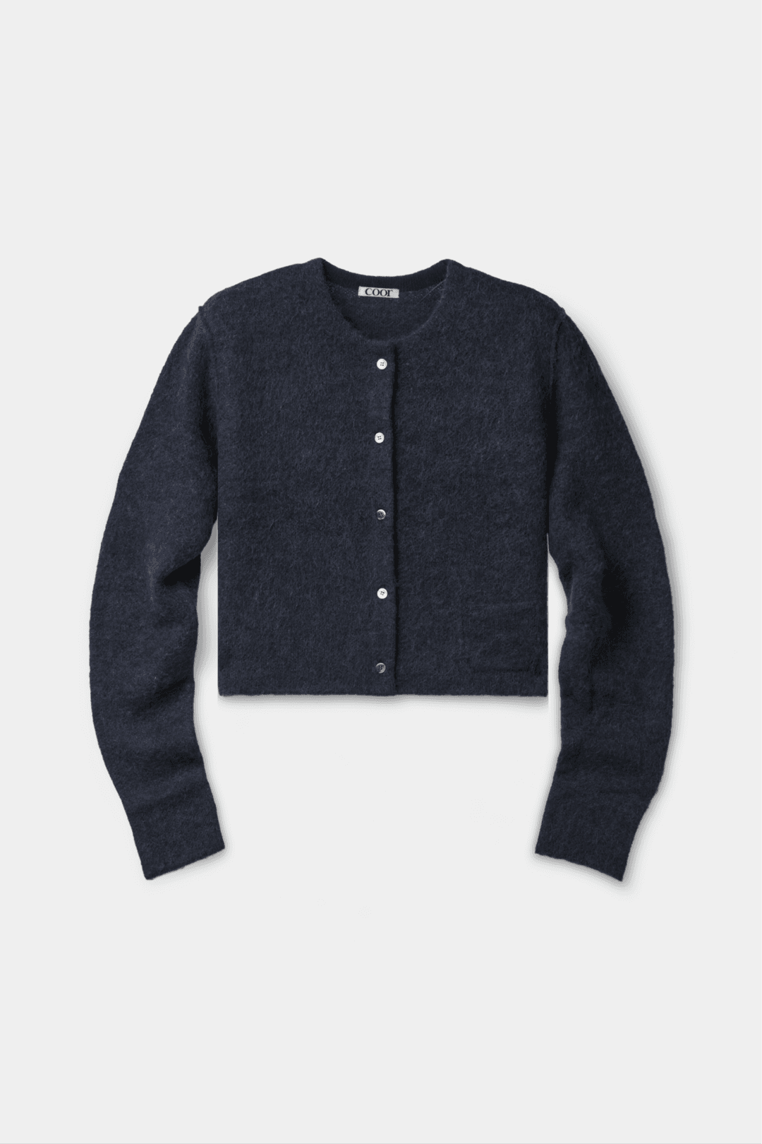 헤어리 미니 포켓 크롭 가디건 (다크네이비)