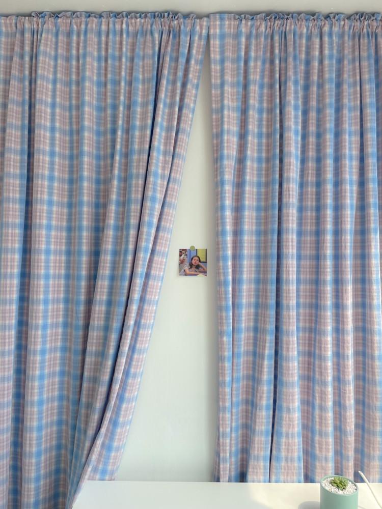 soda pink check curtain 빈티지 체크 커튼 레트로 하이틴 키치 포인트