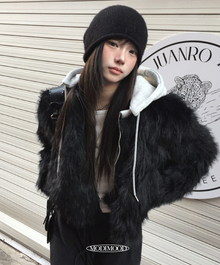 [Detachable hood☃️/Quilted lining/Inquiries flooding in] Fruit fur hooded jacket - 5 colors