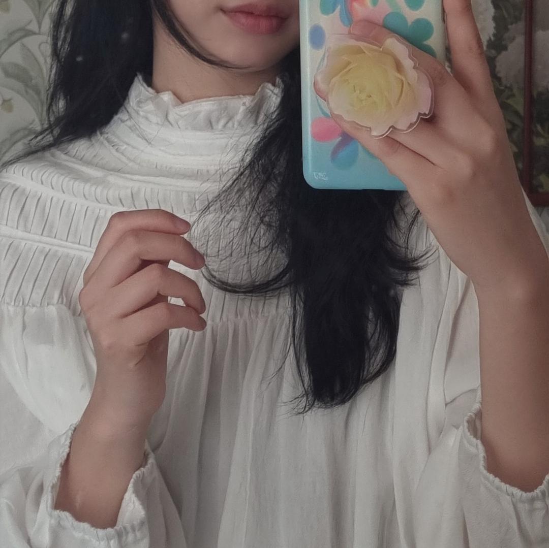 당일배송 하이넥 프릴 핀턱 블라우스 (2colors)