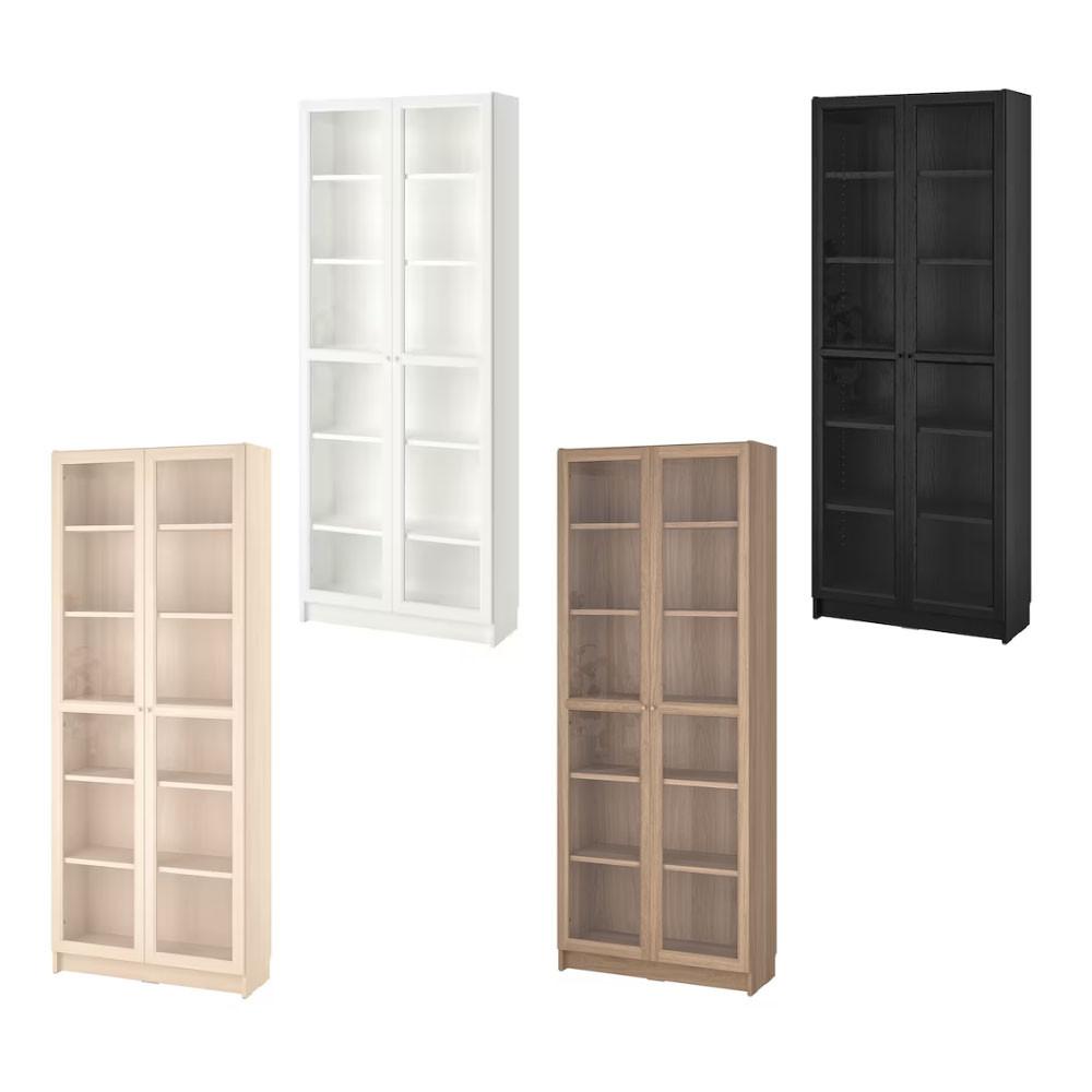 이케아/BILLY OXBERG 유리문책장80X202X30cm