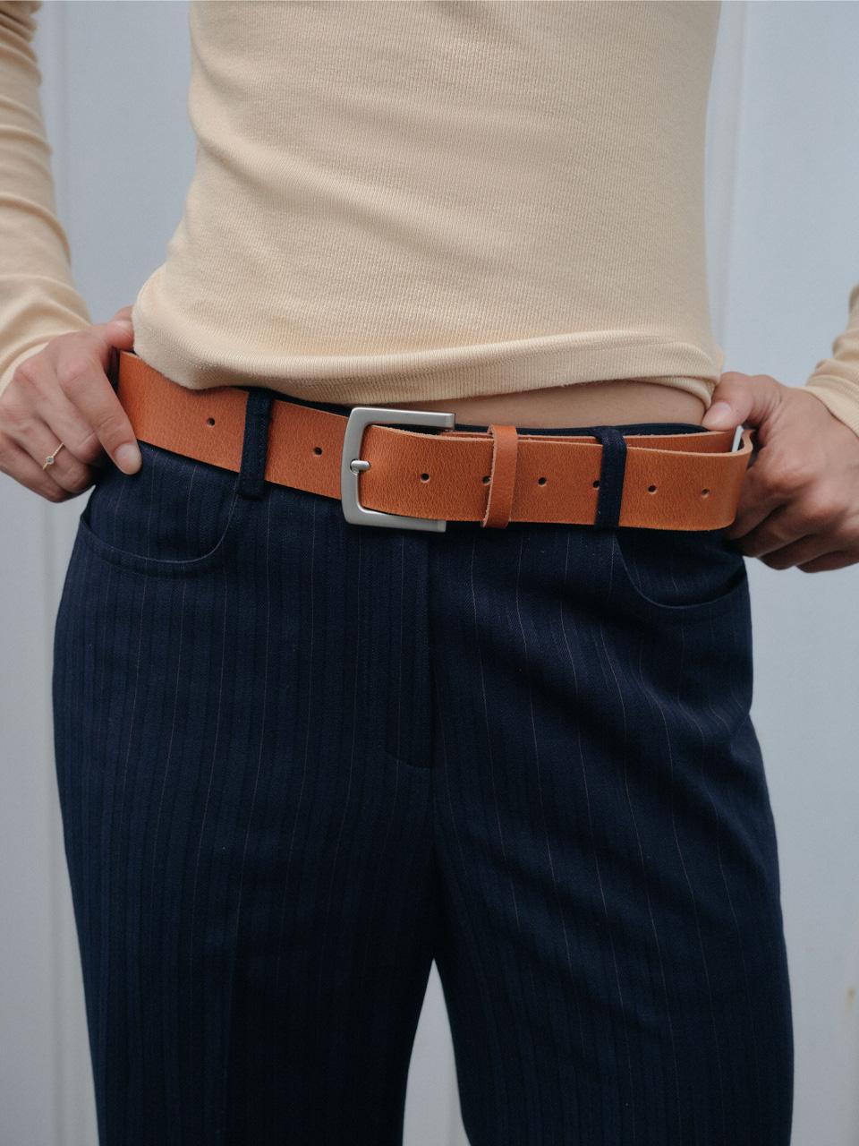 NOA COW LEATHER BELT_ORANGE BROWN