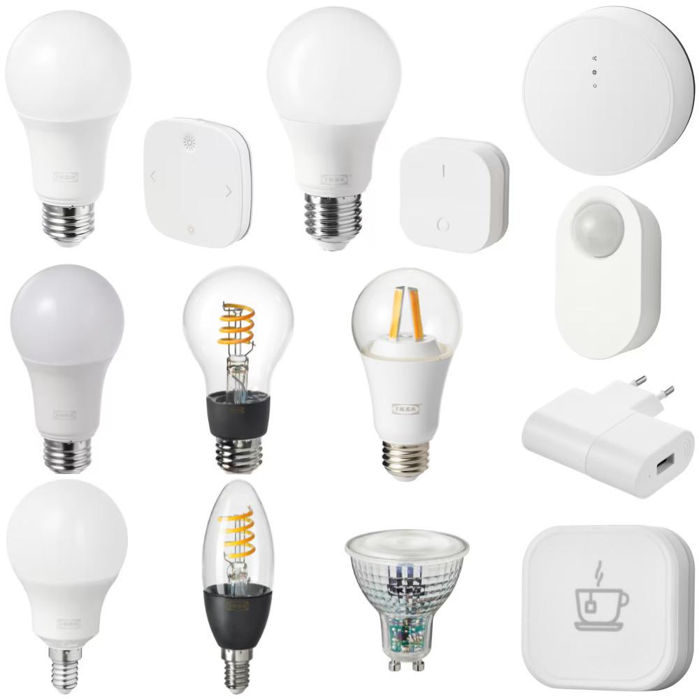 스마트 전구 조명 이케아 트로드프리 밝기 색상 조절 지그비 E14 E26 GU10 LED전구 리모컨 게이트웨이 디머 리피터