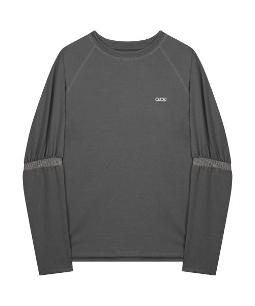Mesh Band Puff Sleeve / Charcoal
