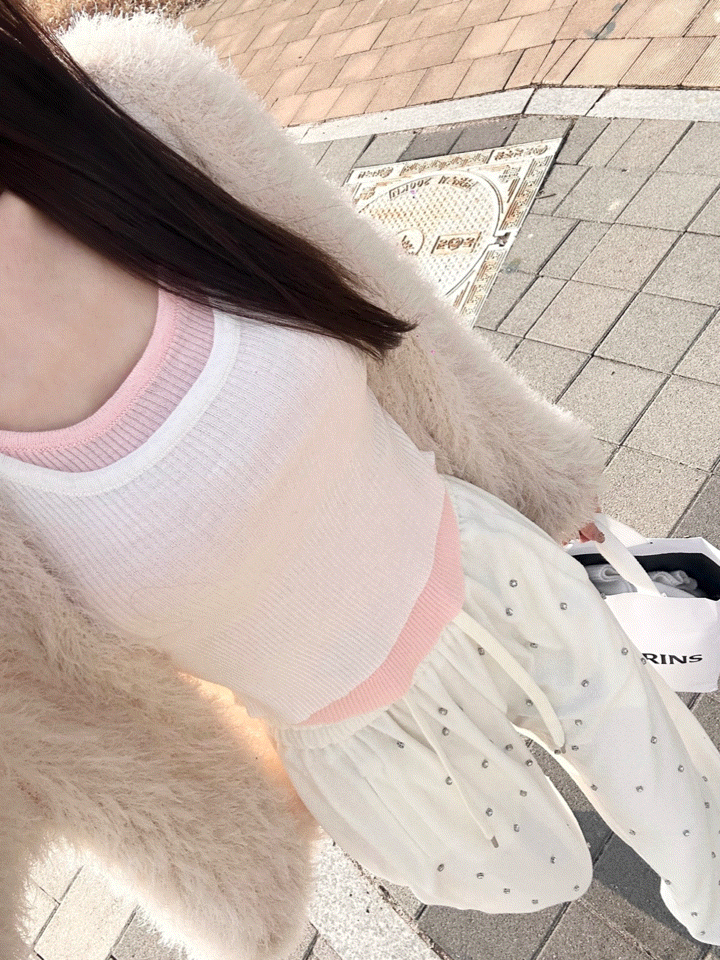 [어깨패드]투톤 유넥 티셔츠