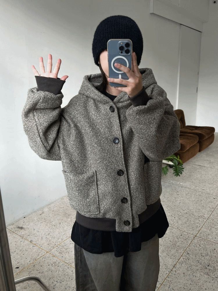 다크데이지 소프트 테리 후드 가디건 뽀글이 루즈핏 점퍼