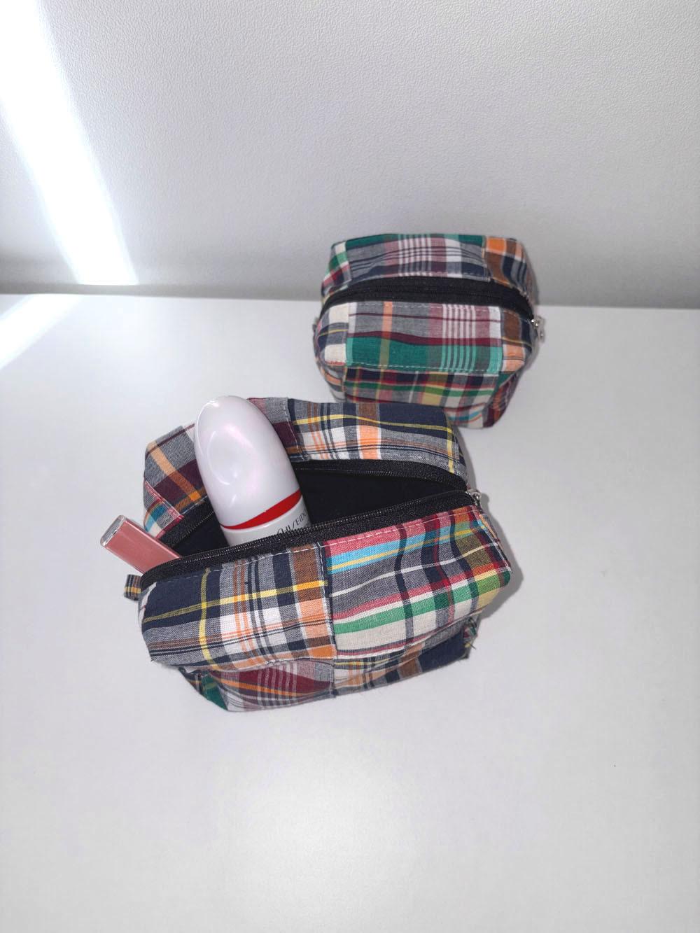 Patchwork Cube Pouch / Navy