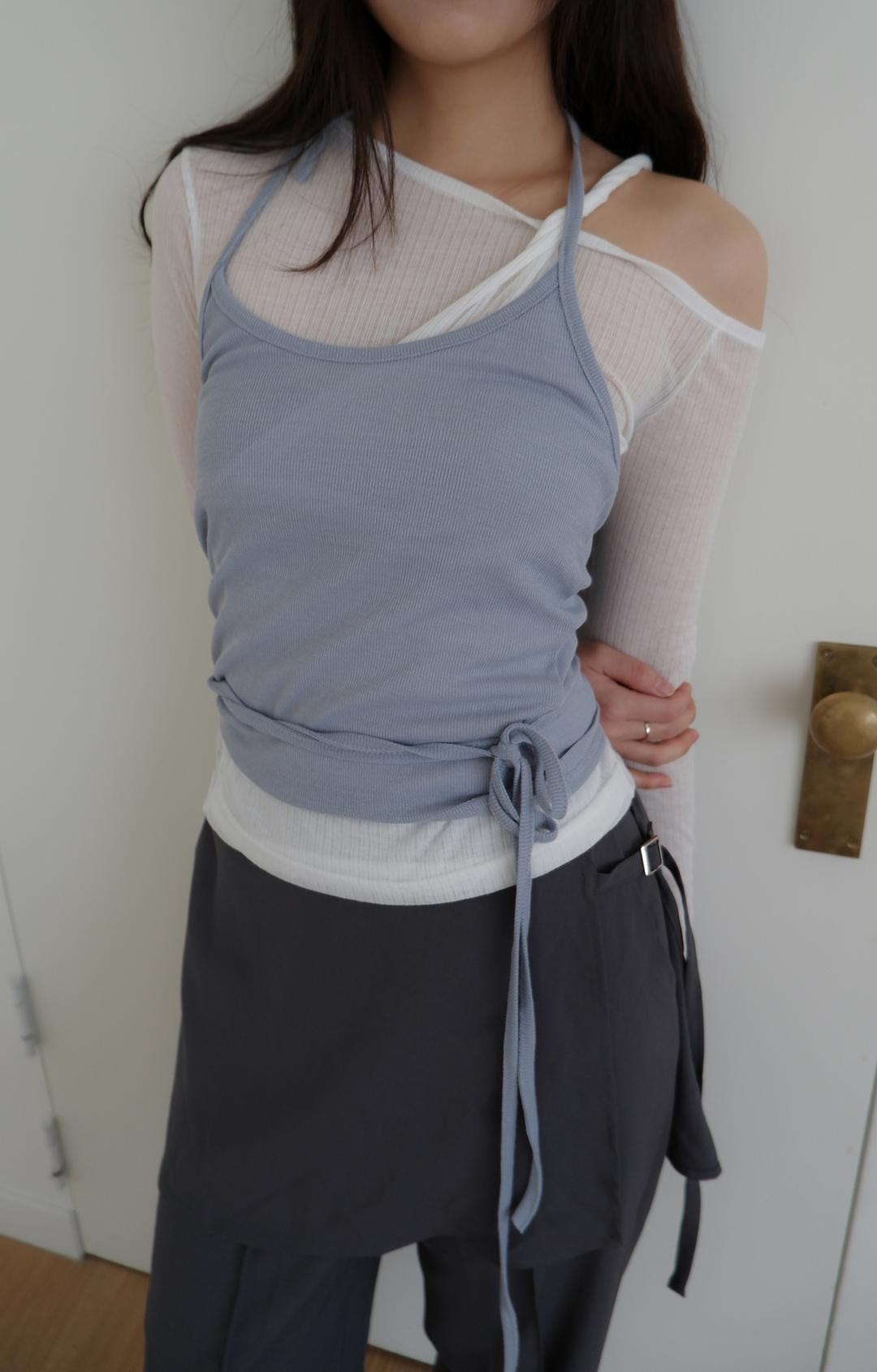 Waist string halter sleeveless