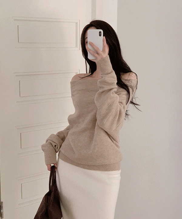 퍼빗 앨리스 여리페미닌 오프숄더 니트 - 4color