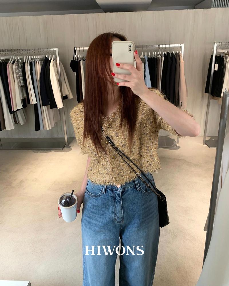 여성 봄 트위드 반팔 자켓