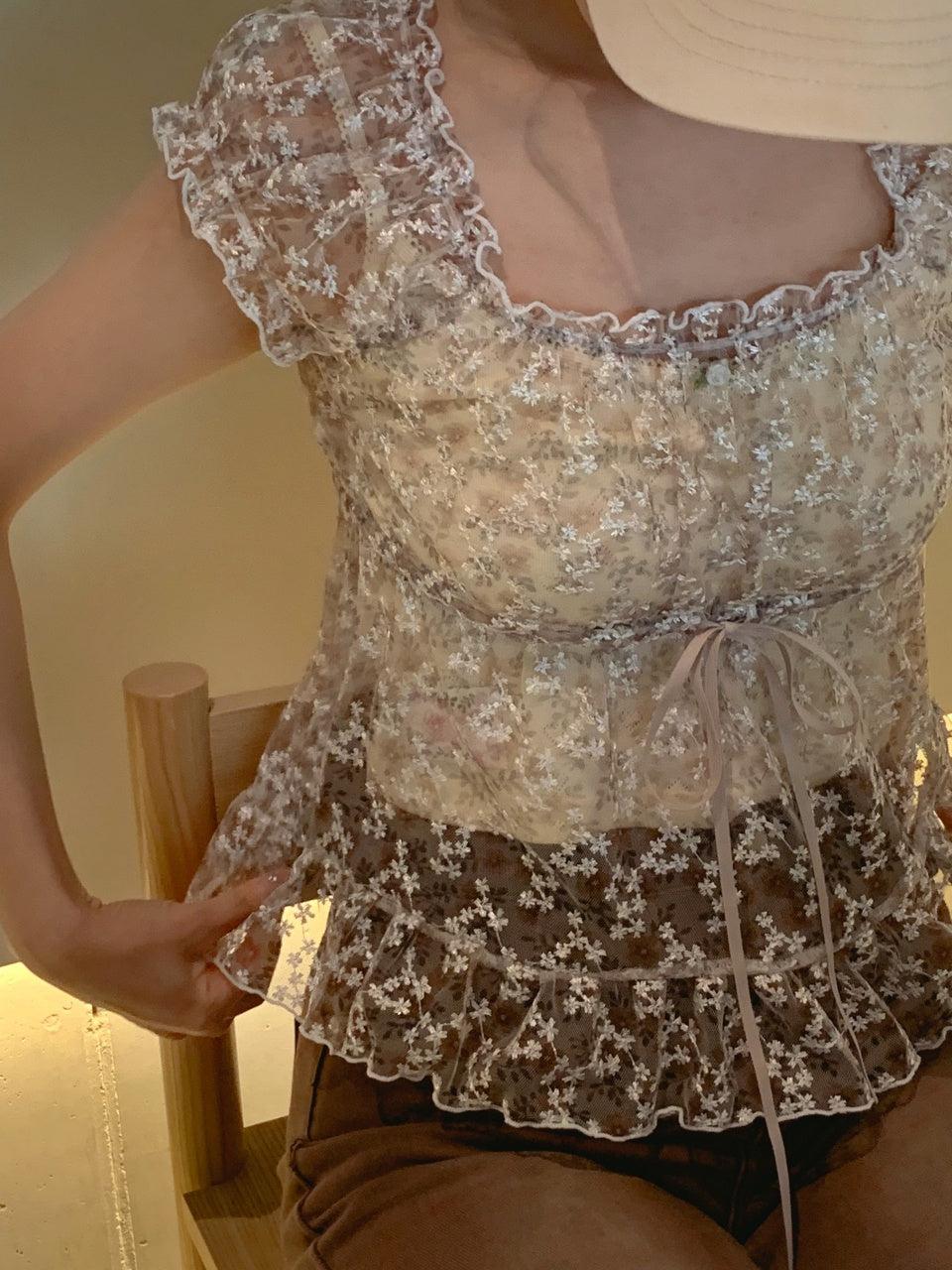 Flower Shower Blouse_brown