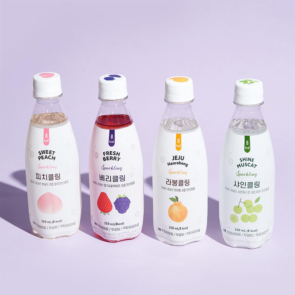 설탕쏙뺀 8kcal 탄산음료 샤인클링 피치 라봉 베리 350ml 24개입 무설탕 저칼로리