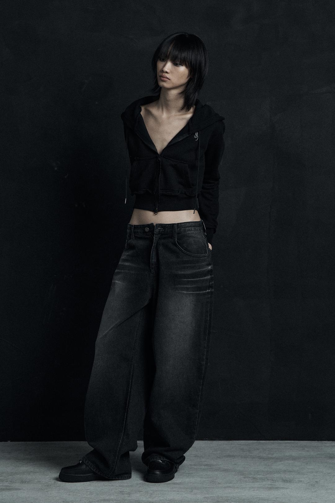 [10/18~] OVERSIZED CAT WASHING DENIM PANTS BLACK