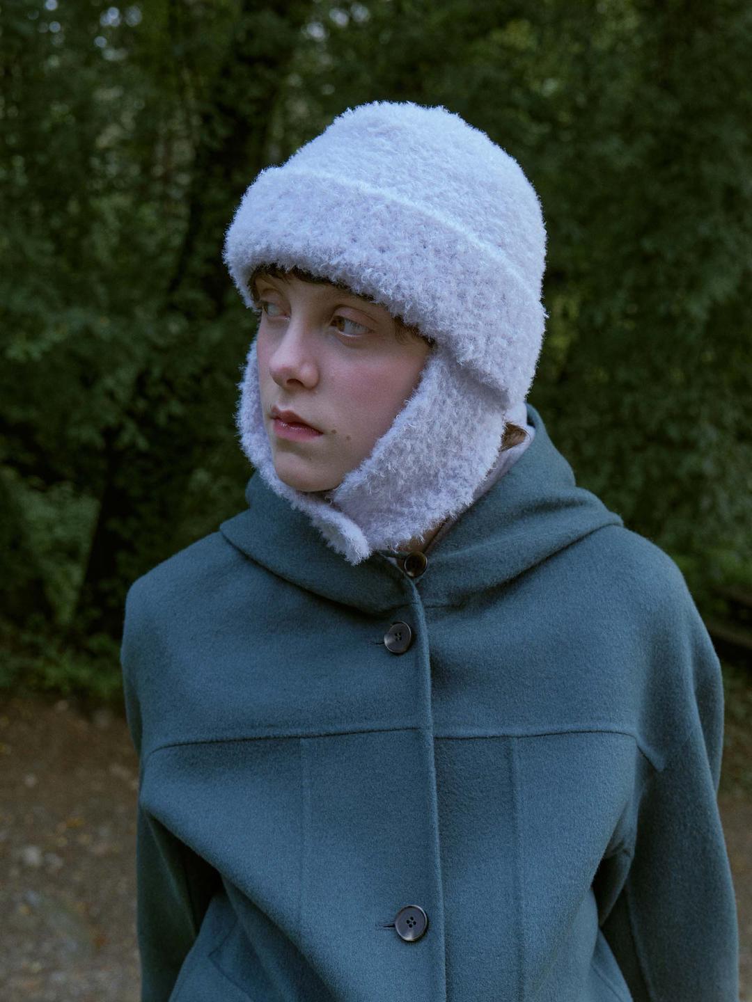 부클 이어 머프 비니 (Light Grey)