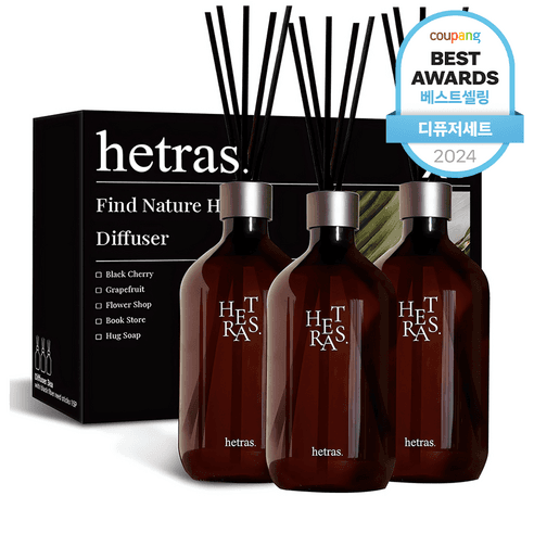 헤트라스 프리미엄 대용량 디퓨저, 플라워 샵, 500ml, 3개