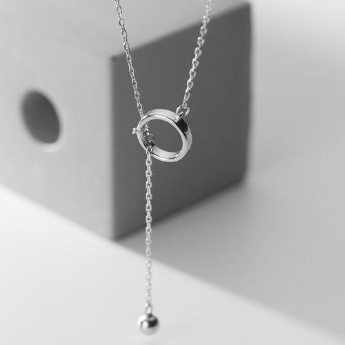 어뮤즈 서클 드롭 실버 목걸이 [925 Sterling silver necklace 심플 은목걸이 초커 길이 조절 펜던트 체인 drop] - 3차재입고
