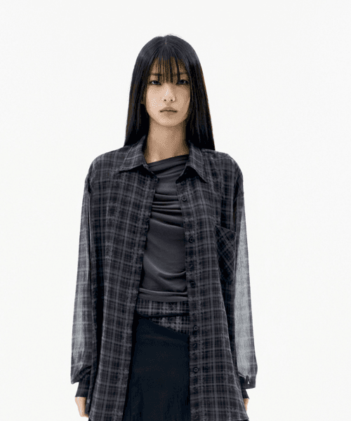 OJOS Over Check Shirts / Black