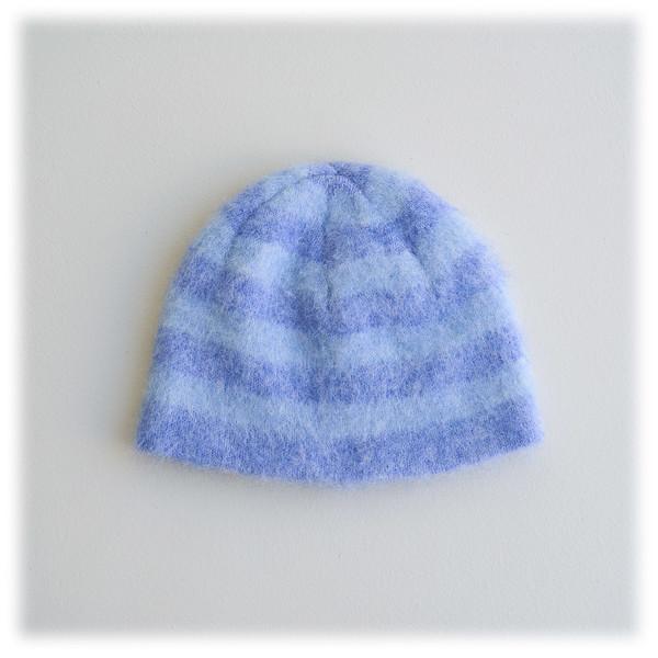 HAIRY STRIPE BEANIE (BLUE)
