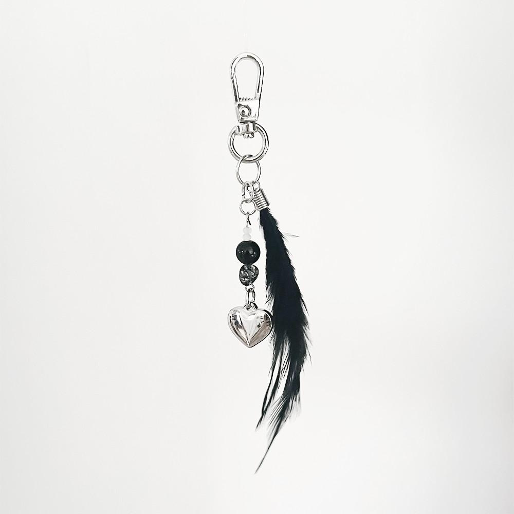 ENLUNANT | Pure Feather _ Black  [ Key-ring/Phone Strap ]