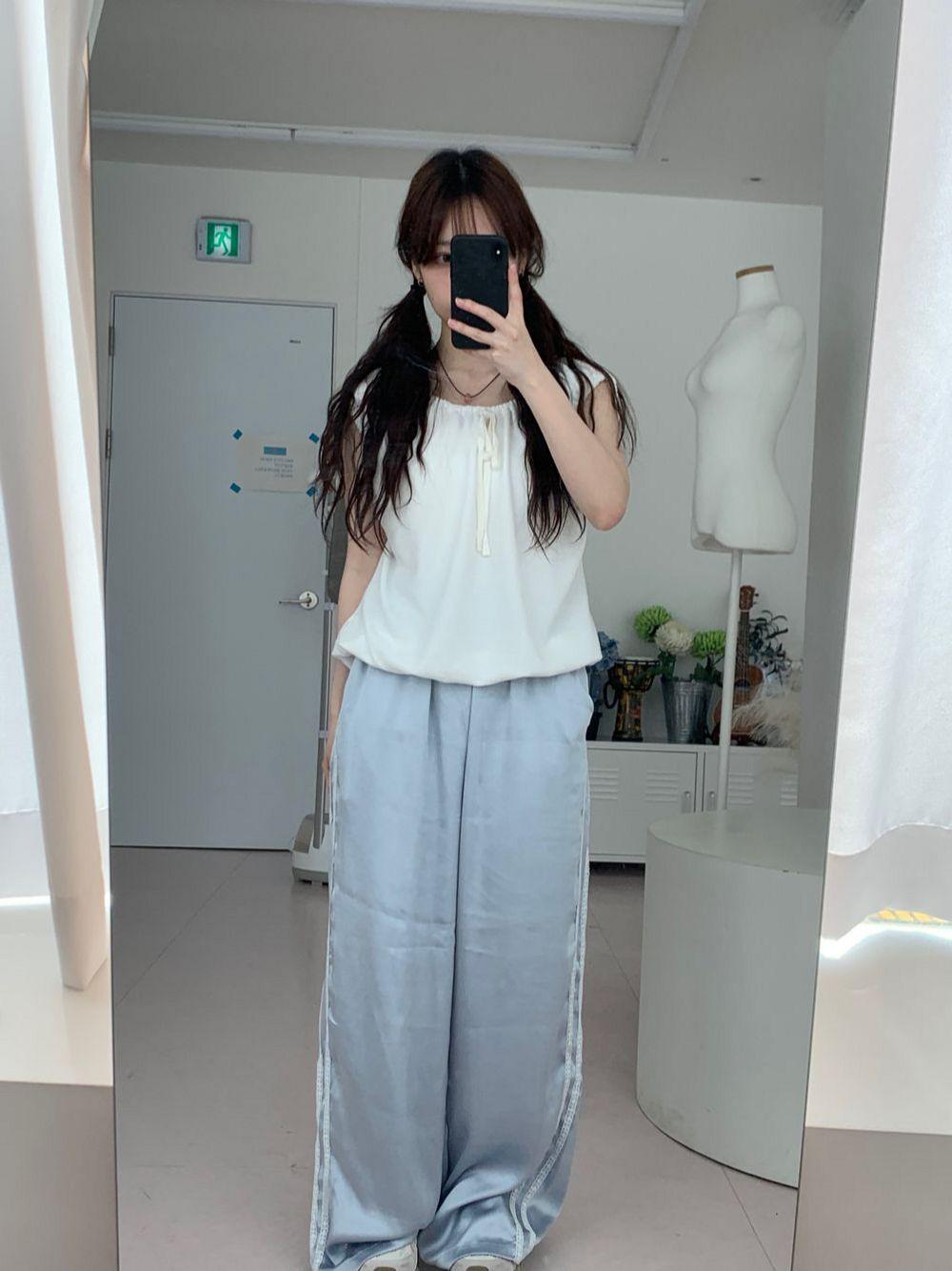 새틴 레이스 팬츠