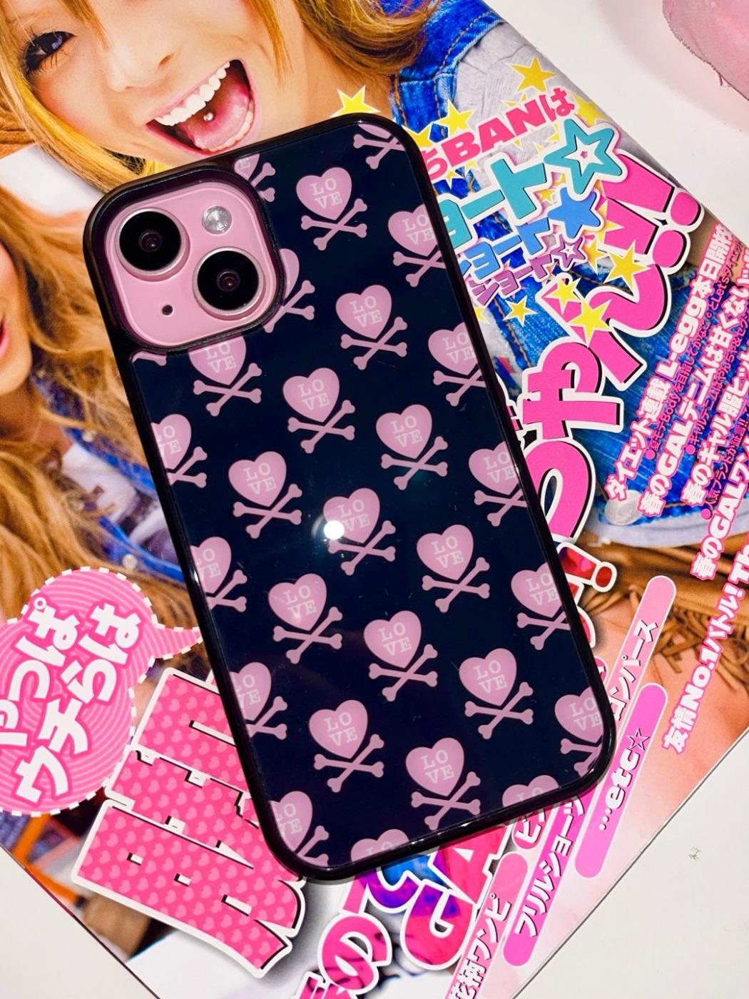 cross bone love glass bumper phone case