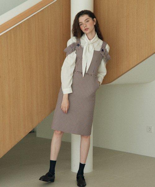 프릴 스트랩 서스펜더 원피스_브라운