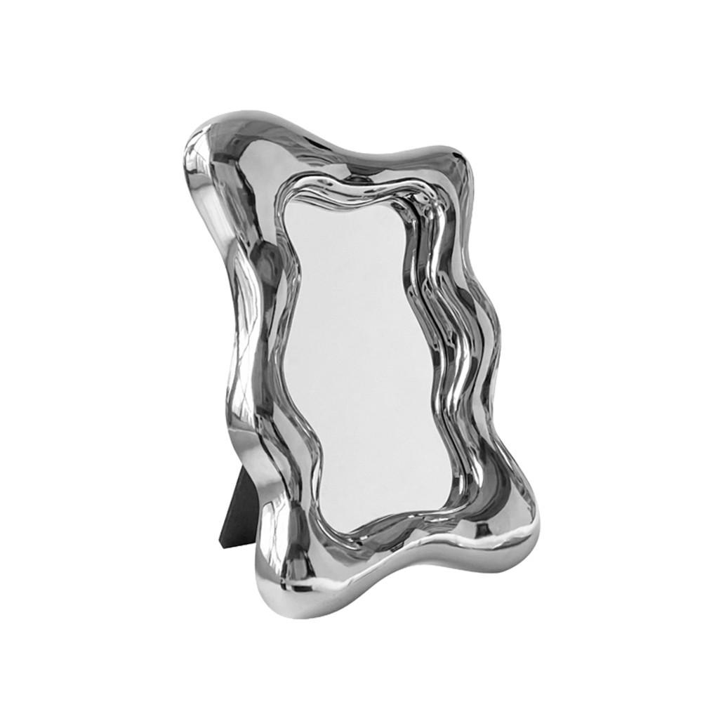 [모모피너츠] 비정형 테이블 거울 심플 화장대 포인트 웨이브 거울 레트로 Mirror