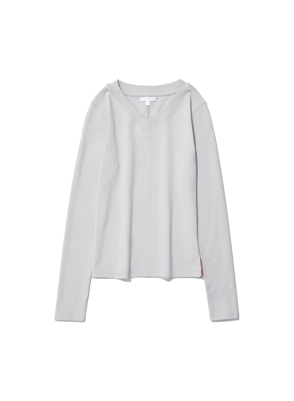 [WOMEN] PWC V-NECK BABY LONG SLEEVE TEE_LIGHT GREY