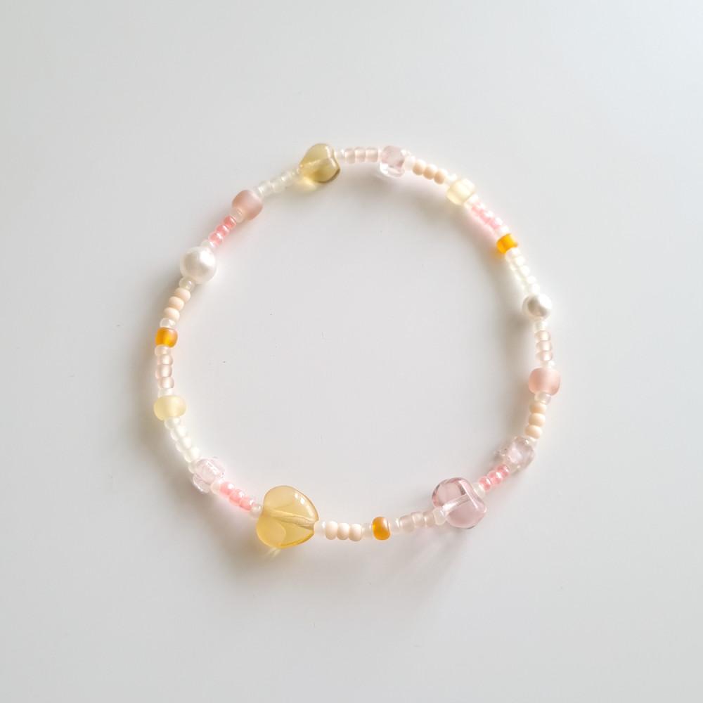 망고맛 하트 /  체코글라스 시드비즈 팔찌 Bracelet